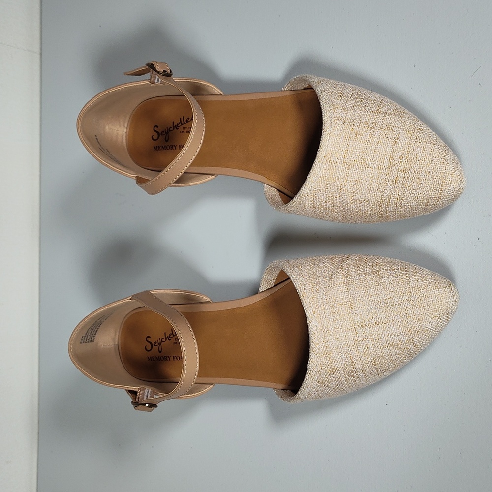 Seychelles d'orsay ankle strap wedge sandals flats 8.5 wide - Picture 2 of 14